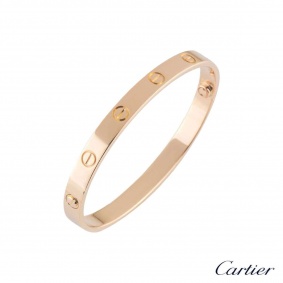 Cartier Rose Gold Plain Love Bracelet Size 18 B6035618